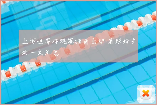 上海世界杯观赛指南出炉 看球好去处一文汇总